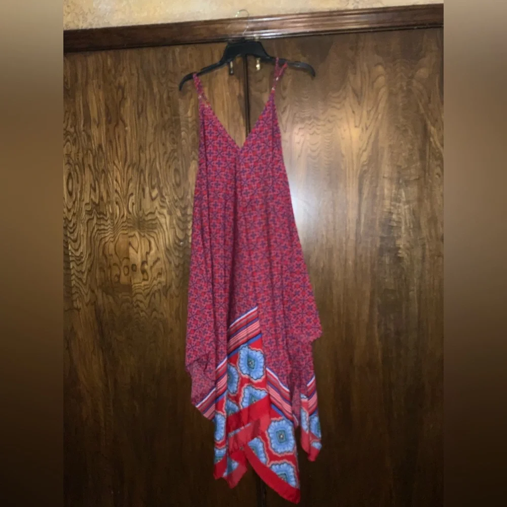 Magic Red and Blue Patterned Textile Sundress - Picture 1 of 3